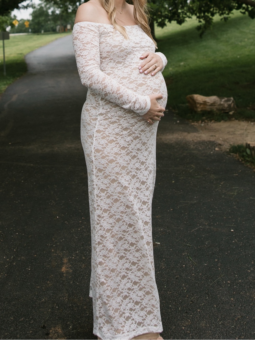 Bumpsuit off the shoulder lace dress in ivory